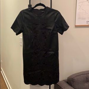 Zara Black Leather Embroidered Dress